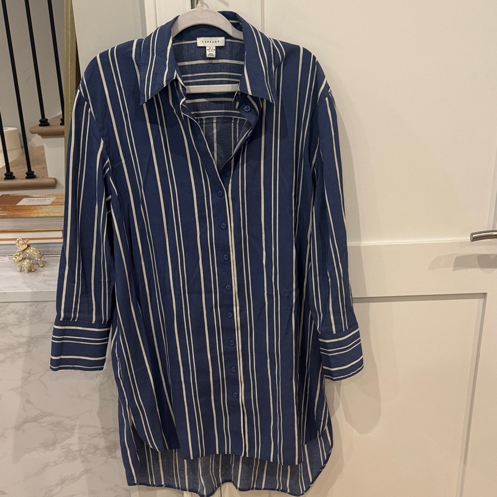 Topshop Blue and White Striped Dress